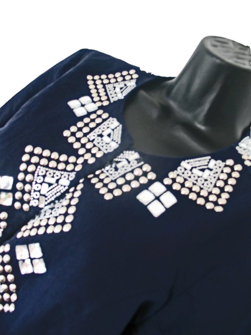 Chico's 1 (8-10) Dark Blue Jacket/Blazer with Jewels